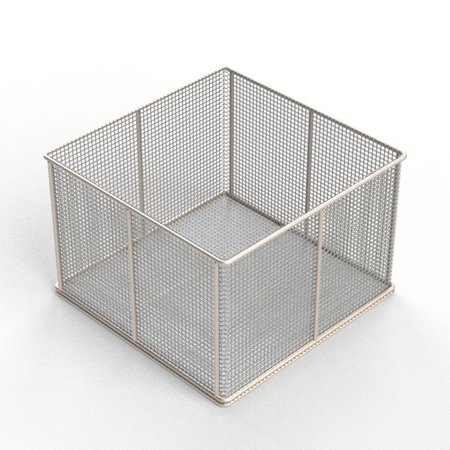 ANYSIZEBASKET Rectangular Wire Mesh Basket: 18Lx18Wx12H, 304 SS, 5/16 Rod Frame, No Handles, Mesh: 2 x .063 TMT-180180120-N02S